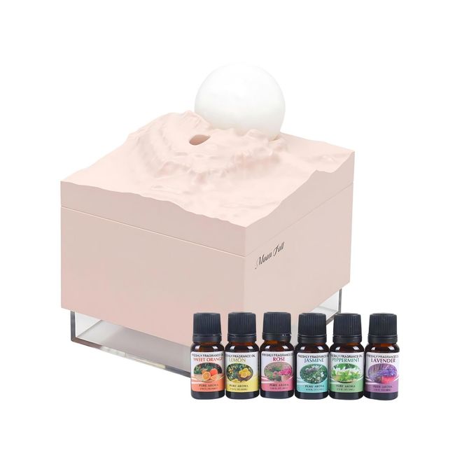 GENERICO - Pack Humidificador Diseño Luna Rosa Más 6 Esencias Aromáticas