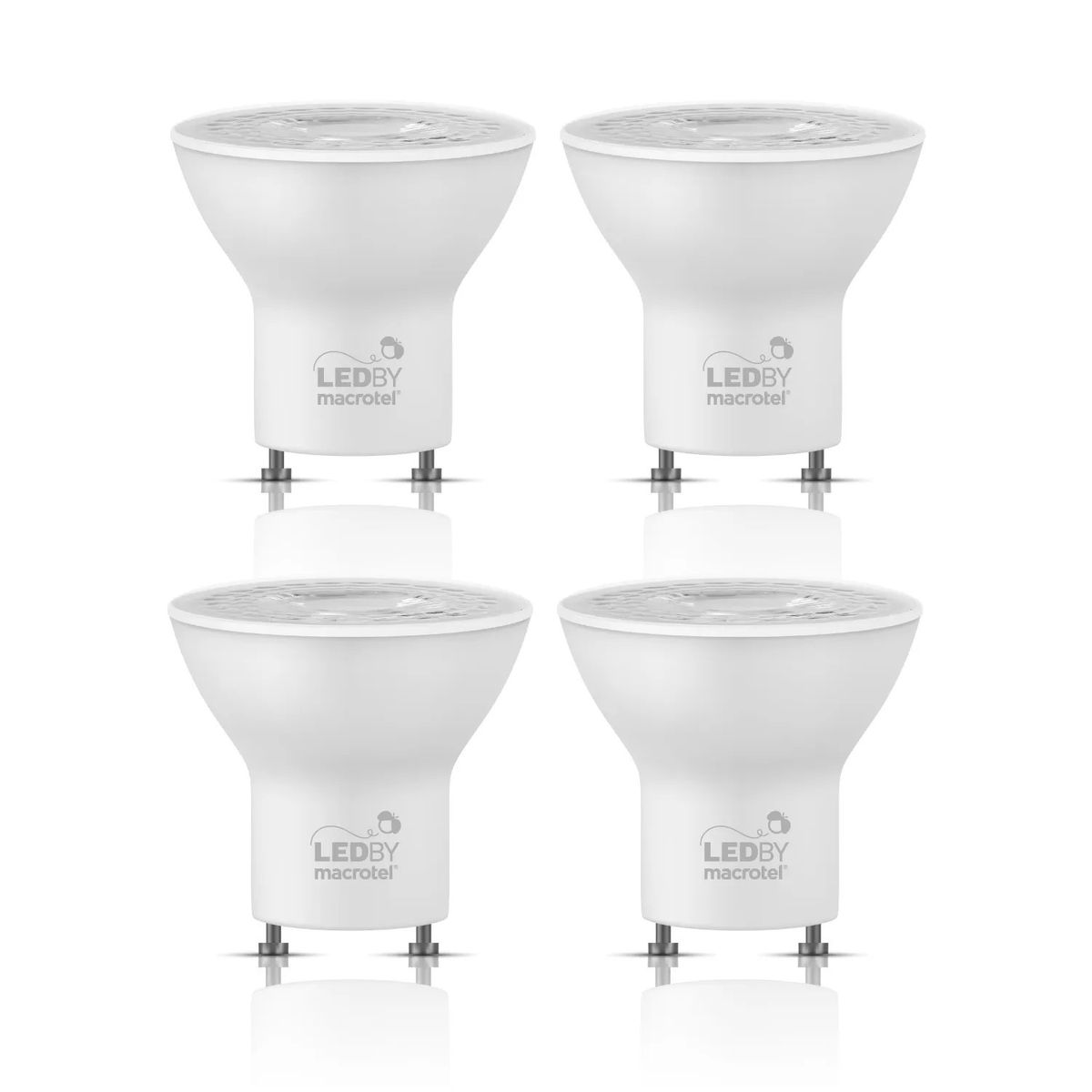 MACROTEL - Pack 4 Ampolletas Led Macrotel GU10 5w 6500K Luz Fría