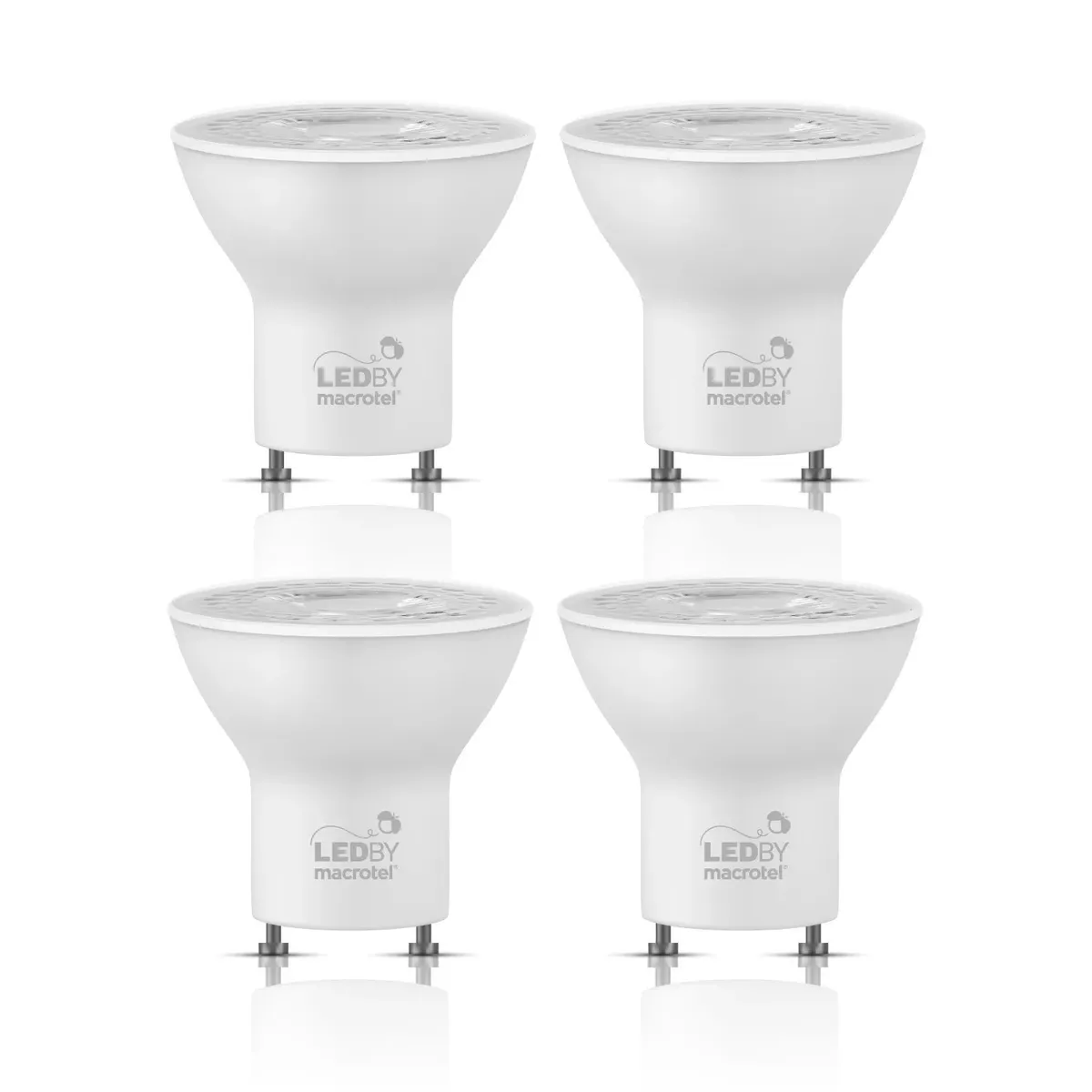MACROTEL - Pack 4 Ampolletas Led Macrotel GU10 5w 6500K Luz Fría