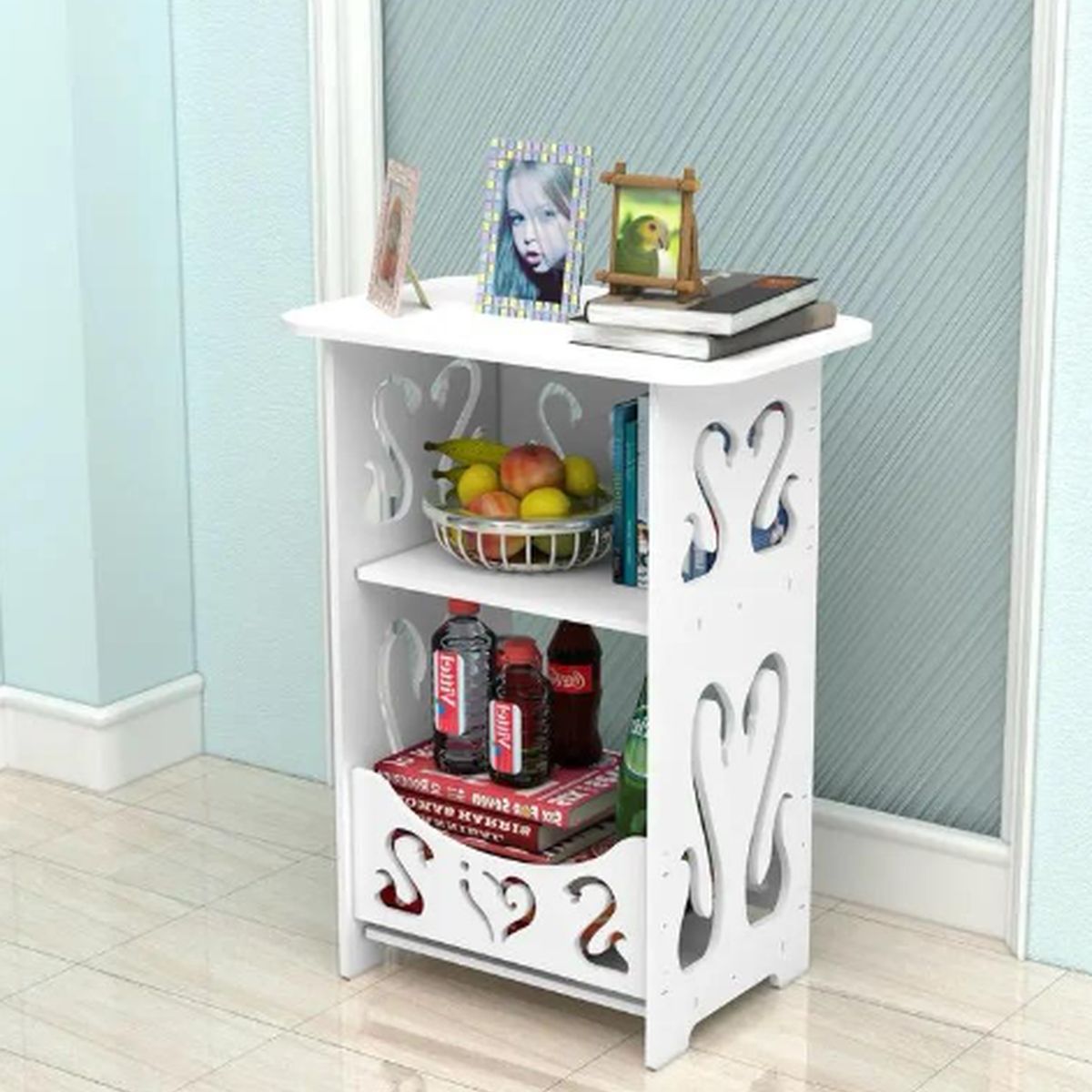 GENERICO - Mueble Organizador Estantería Blanca Mod Cisnes - 40cm de Alto