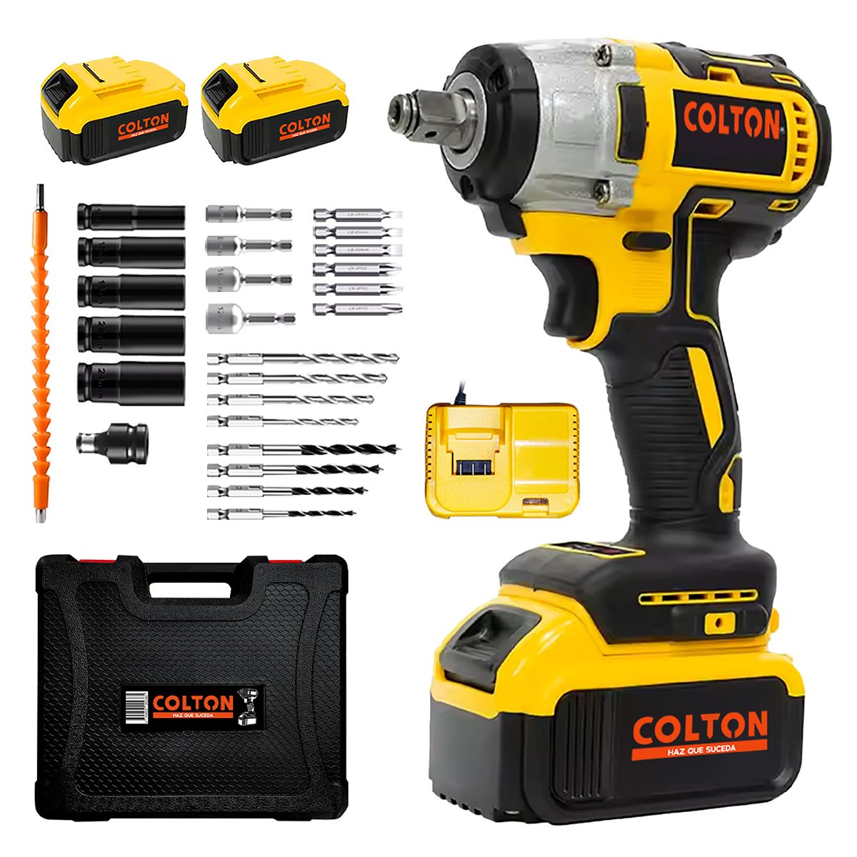 COLTON - Llave Impacto 350N/M Colton + Accesorios + 2 Baterías