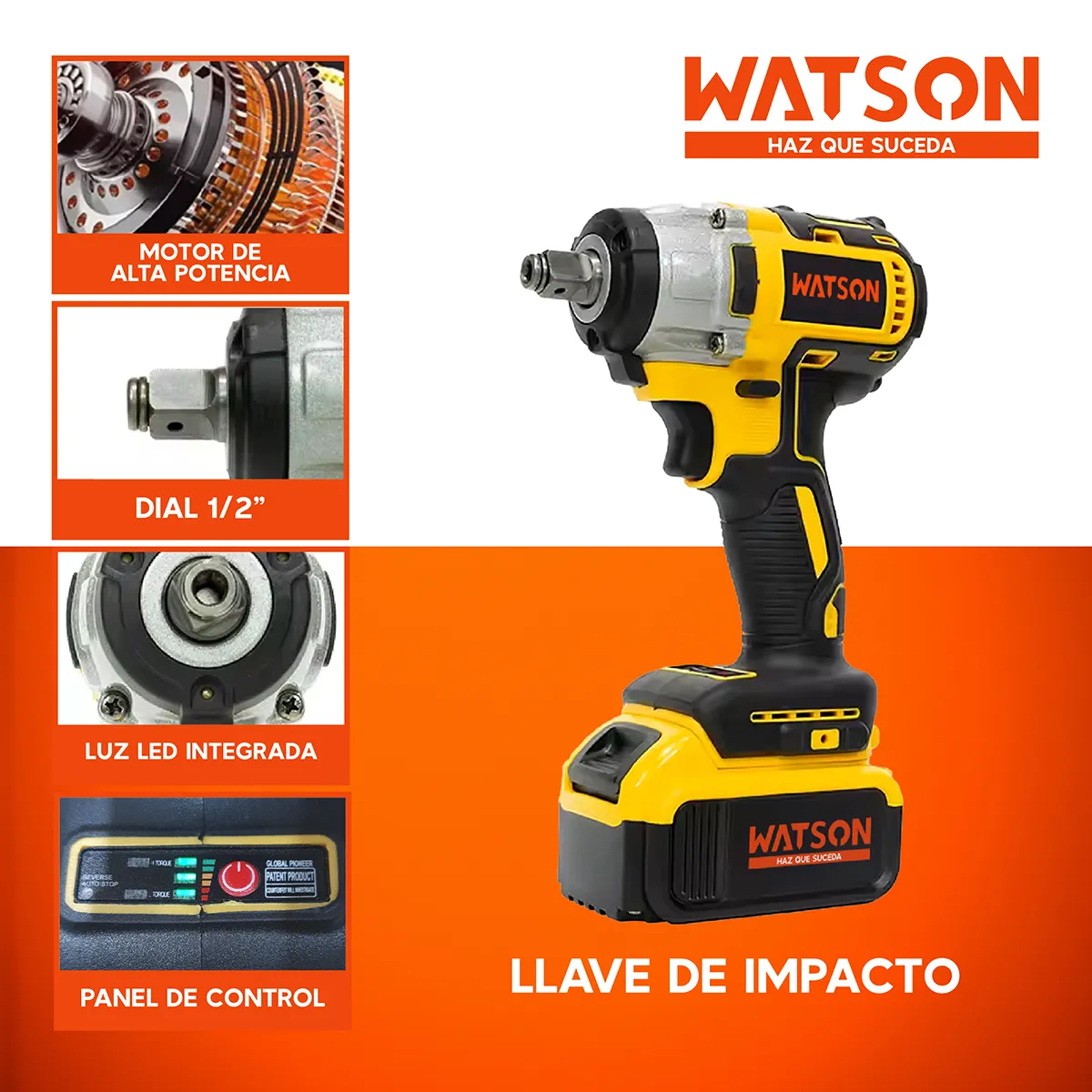 WATSON - Taladro Inalámbrico Colton 36V + Llave Impacto + 2 Baterías