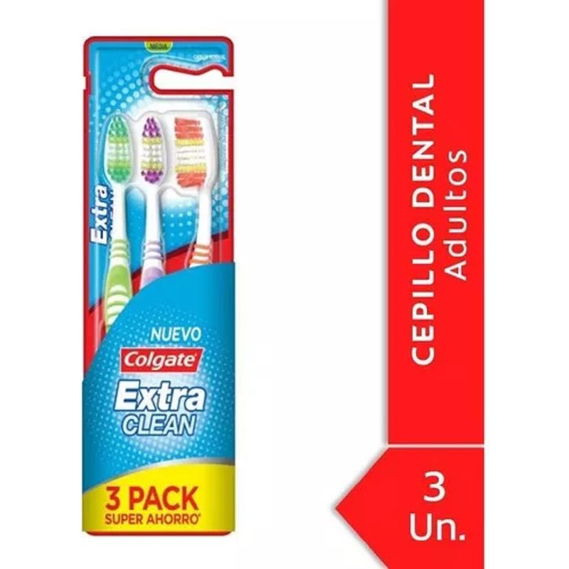 COLGATE - Cepillo De Dientes Colgate Extra Clean X 3 Unidades