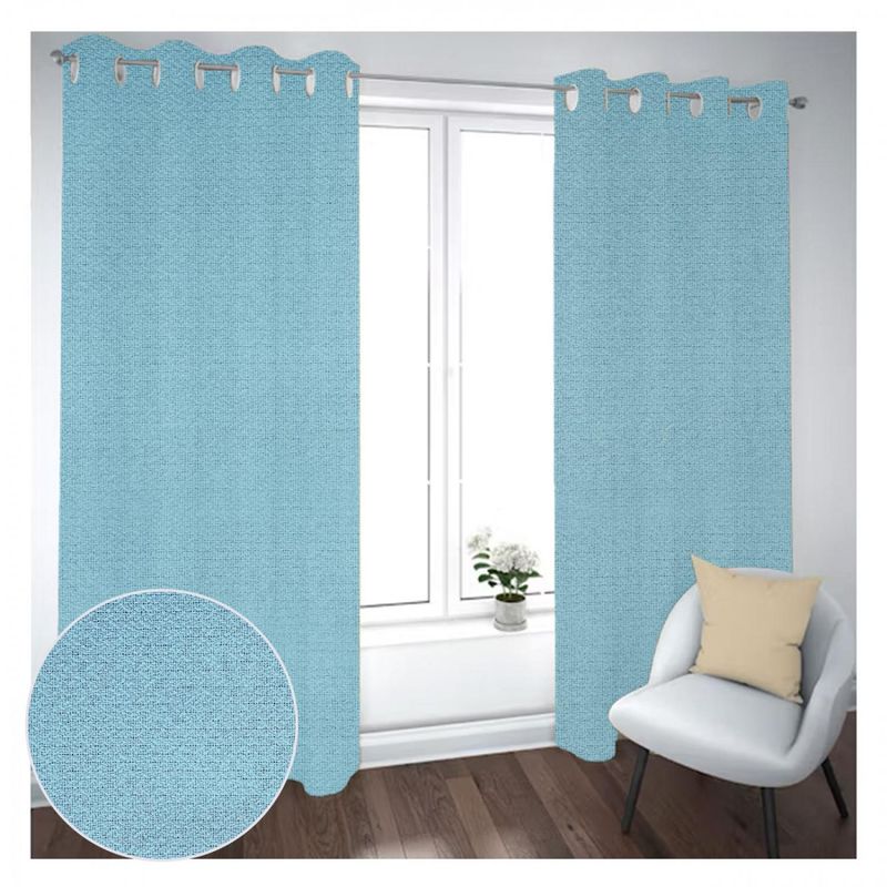 GENERICO - Cortina Black Out 2 Paños Decorativa Color Azul N°69 (140X230)