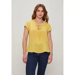 ASH - Blusa Manga Corta Mostaza Mujer