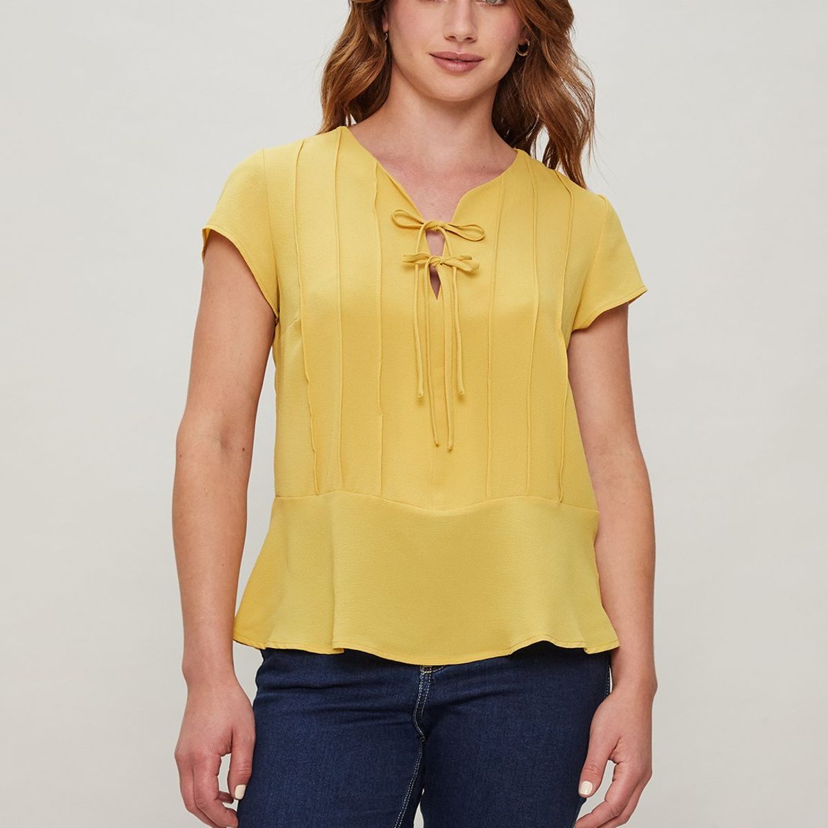 ASH - Blusa Manga Corta Mostaza Mujer Ash