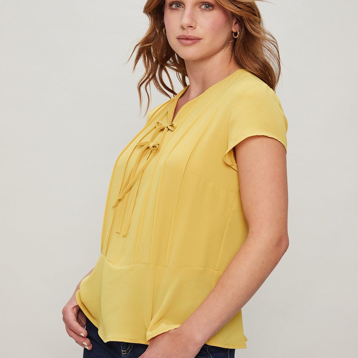 ASH - Blusa Manga Corta Mostaza Mujer Ash