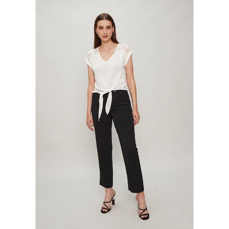 ASH - Blusa Manga Corta Crudo Mujer Ash