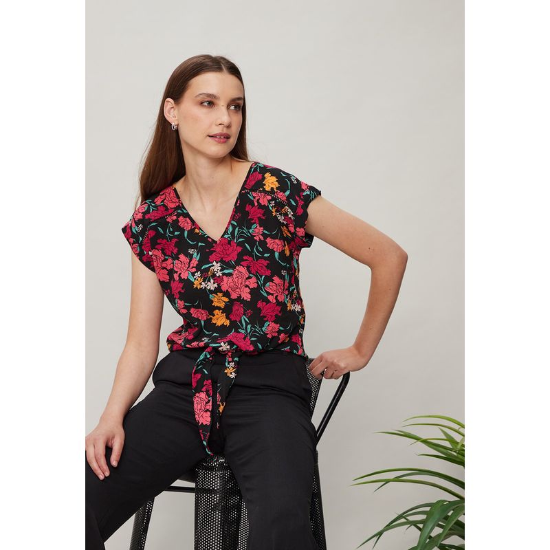 ASH - Blusa Manga Corta Negro Mujer Ash