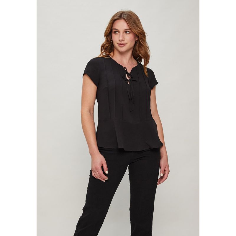 ASH - Blusa Manga Corta Negro Mujer Ash