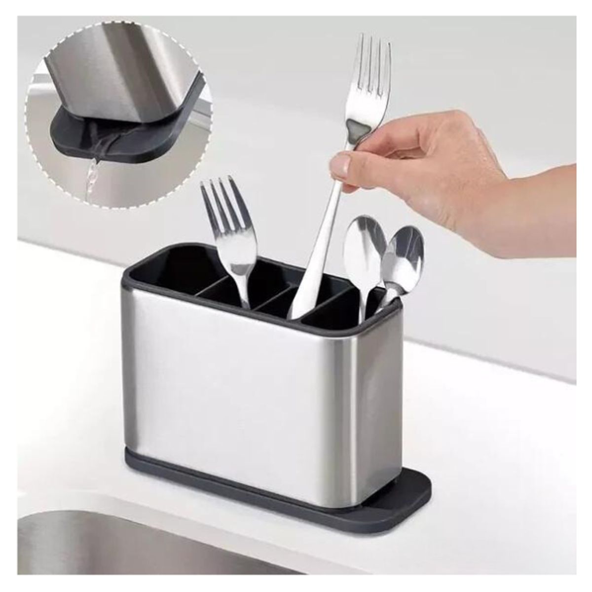 GENERICO - Escurridor De Cubiertos Utencilios Cocina Acero Inoxidable