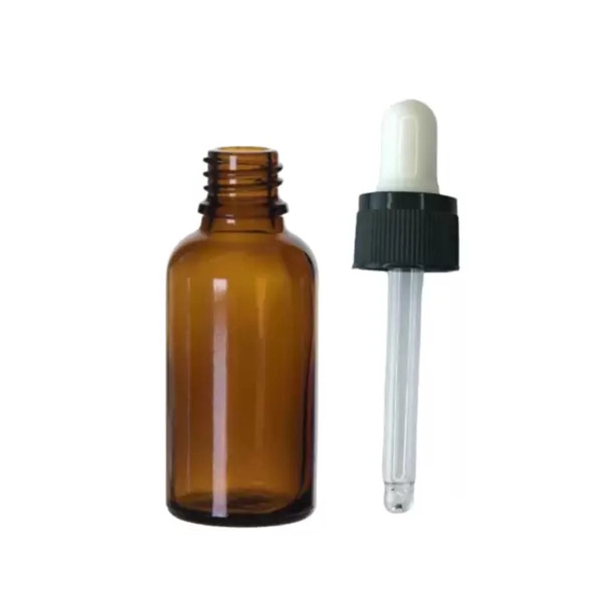 TERPENIC - Frasco de vidrio ámbar con gotario blanco/negro 30ml
