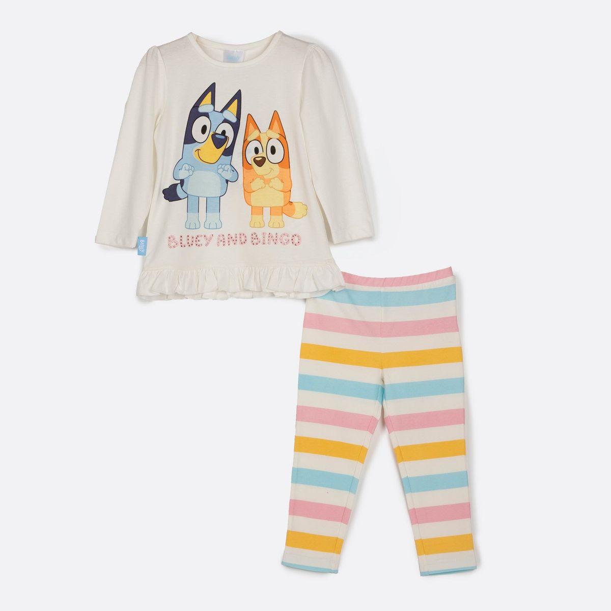 BLUEY - Conjunto Niña Rayas Blanco Bluey