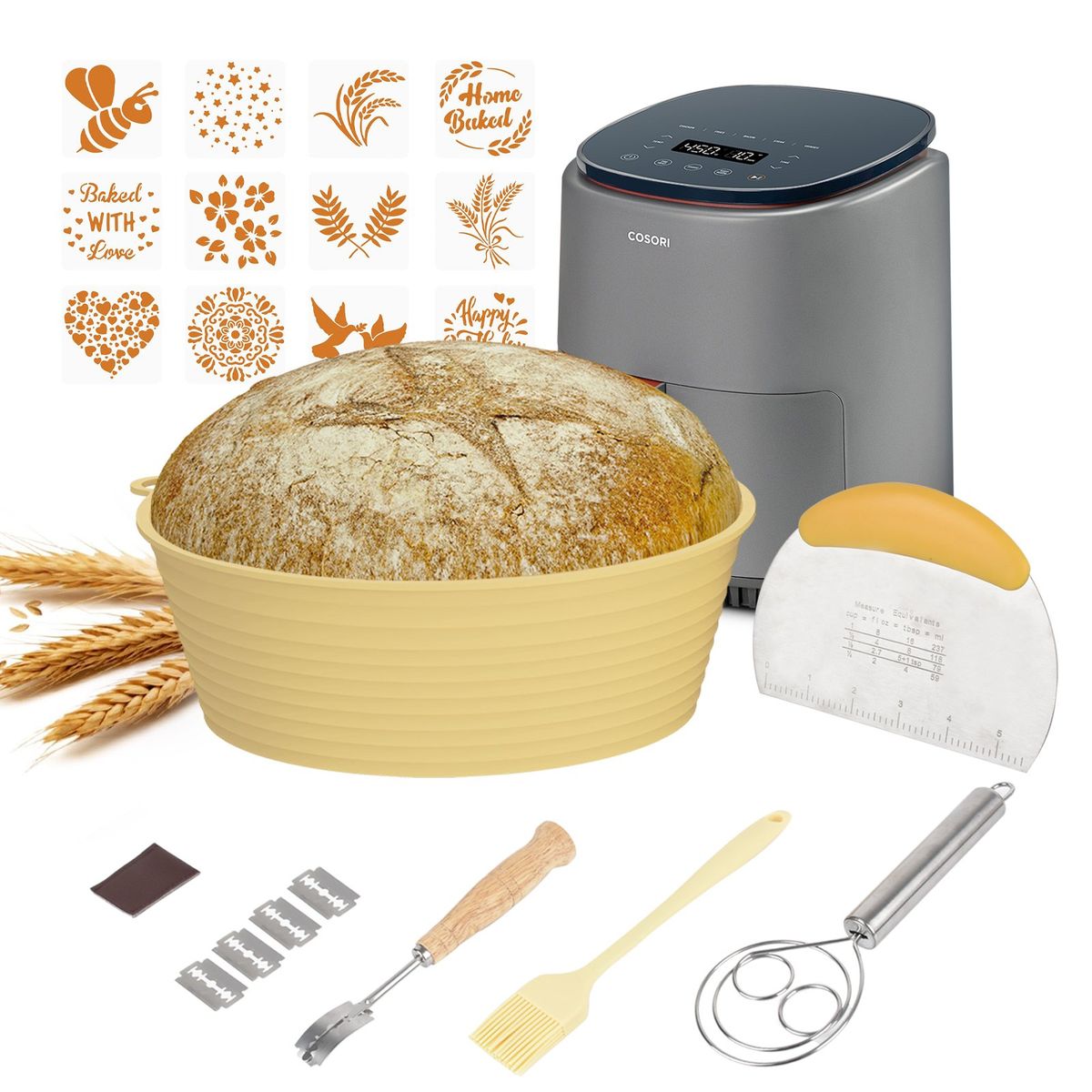 AIZO - Set 6 Para Hornear Pan Para Principiantes Redondo Moldes