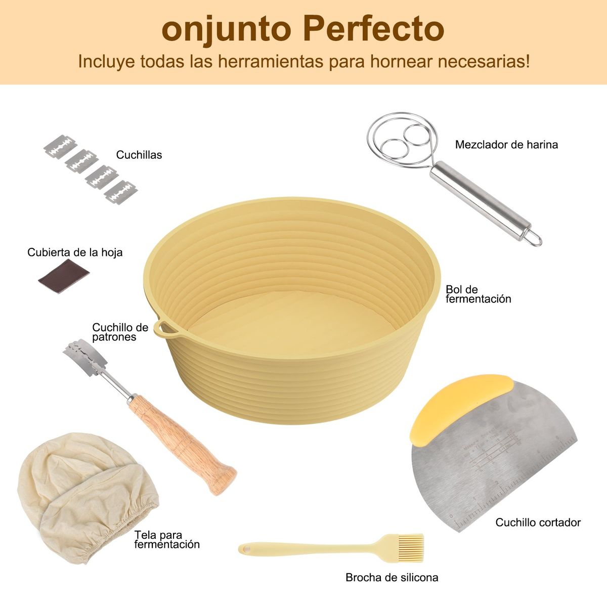 AIZO - Set 6 Para Hornear Pan Para Principiantes Redondo Moldes