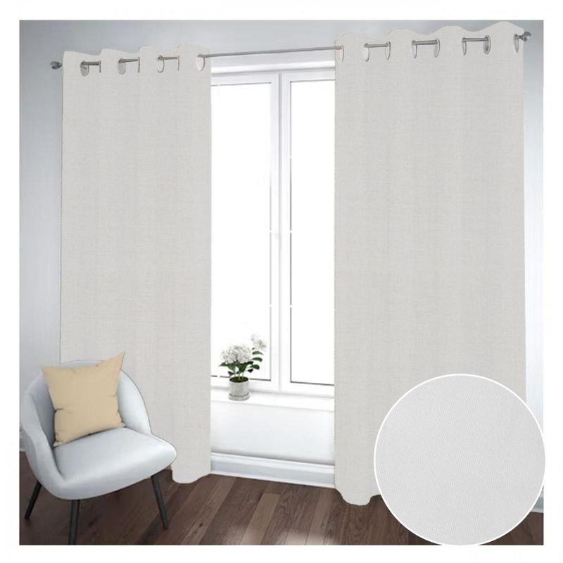 GENERICO - Cortina Black Out 2 Paños Decorativa Blanco Hueso N°79 (140X230)