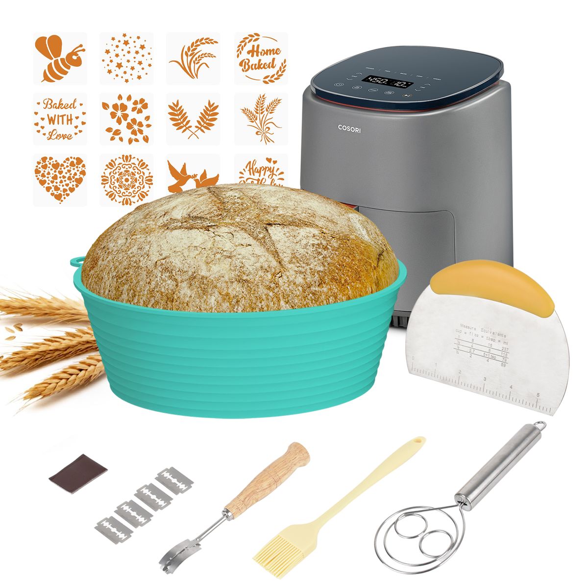 AIZO - Set 6 Para Hornear Pan Para Principiantes Redondo Moldes