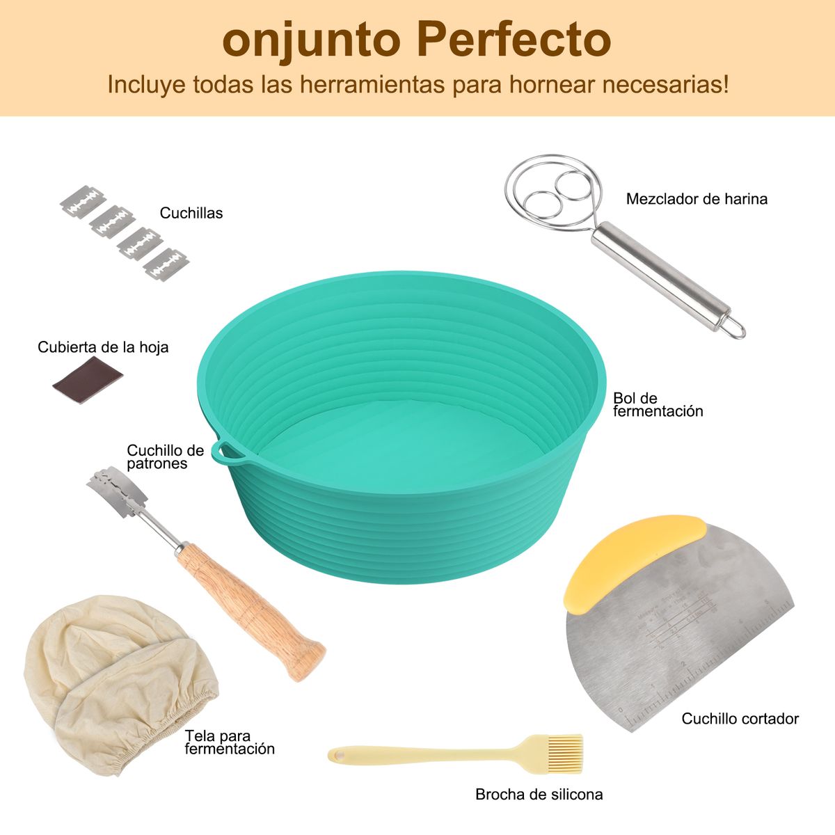 AIZO - Set 6 Para Hornear Pan Para Principiantes Redondo Moldes