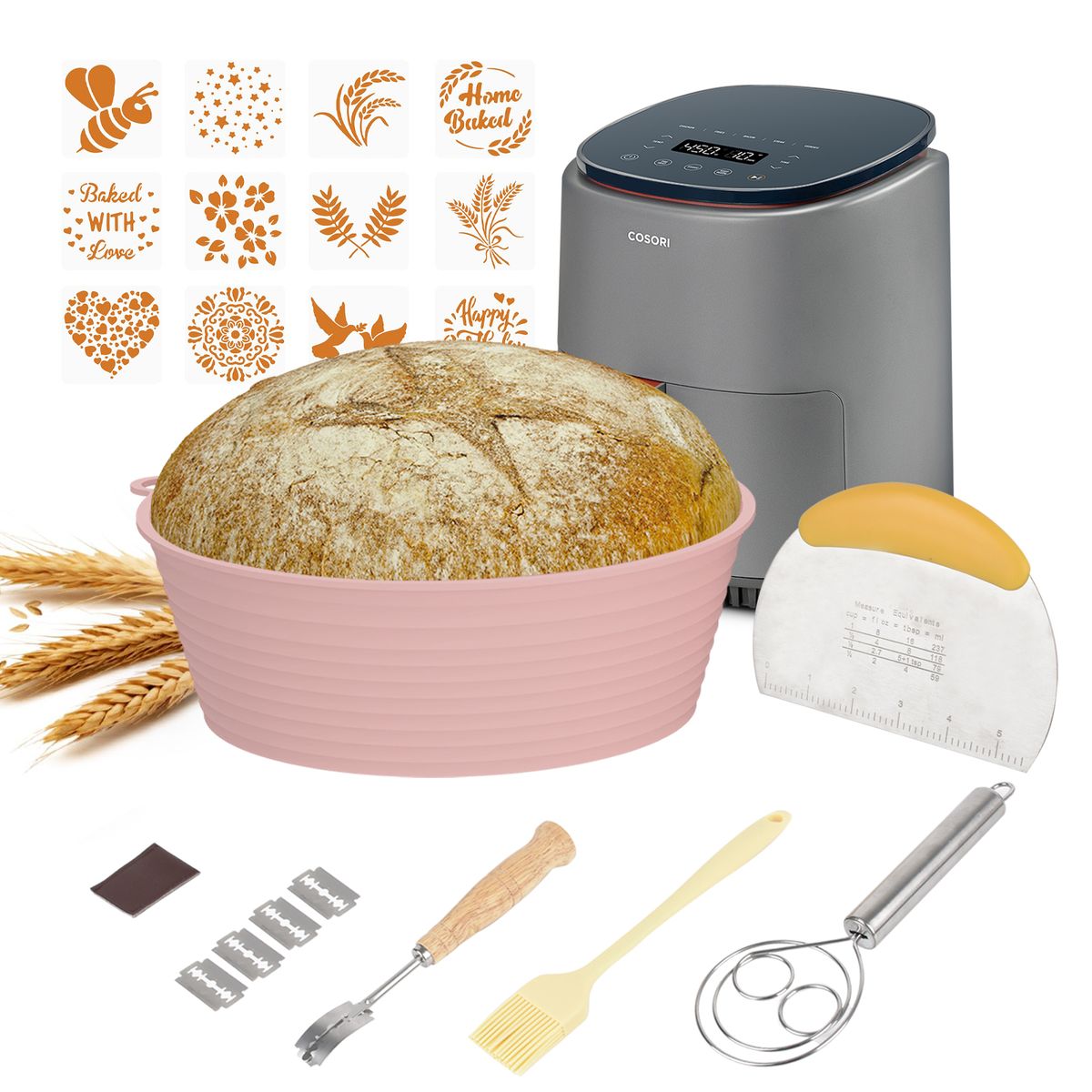 AIZO - Set 6 Para Hornear Pan Para Principiantes Redondo Moldes