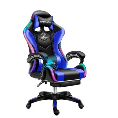 Imagen 2 del producto Silla Gamer Con Luz Rgb Reposapiés Y Masajeador Reclinable C Azul