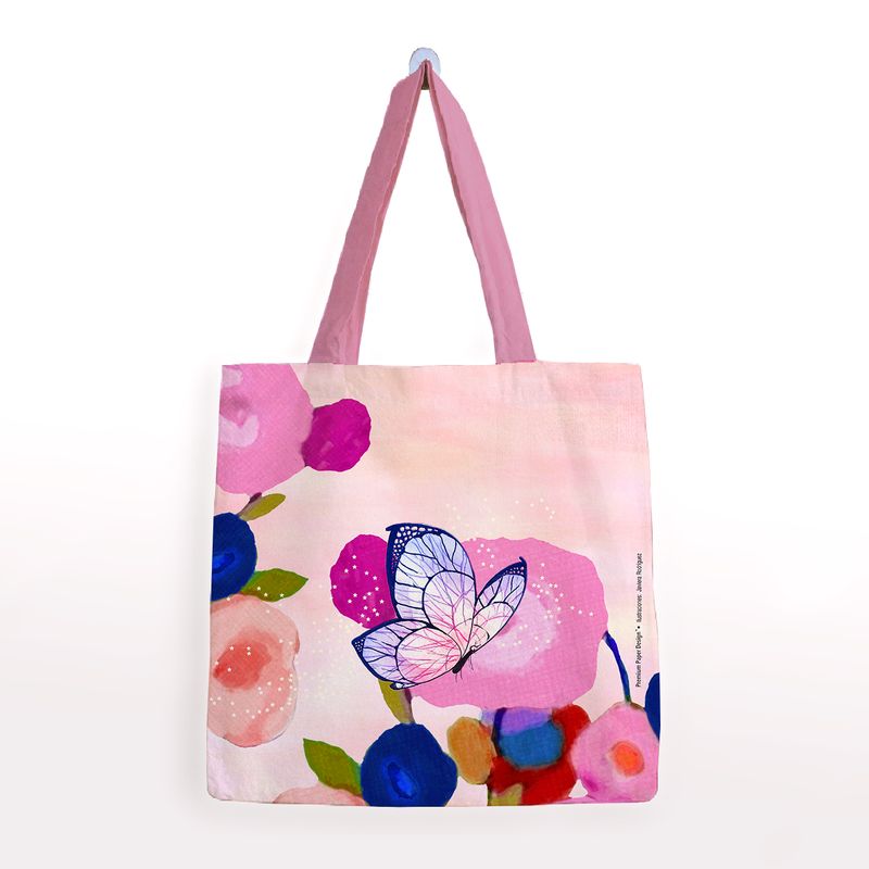 GENERICO - Bolsa Algodón Pequeña Butterfly  Mariposa grande en la flor
