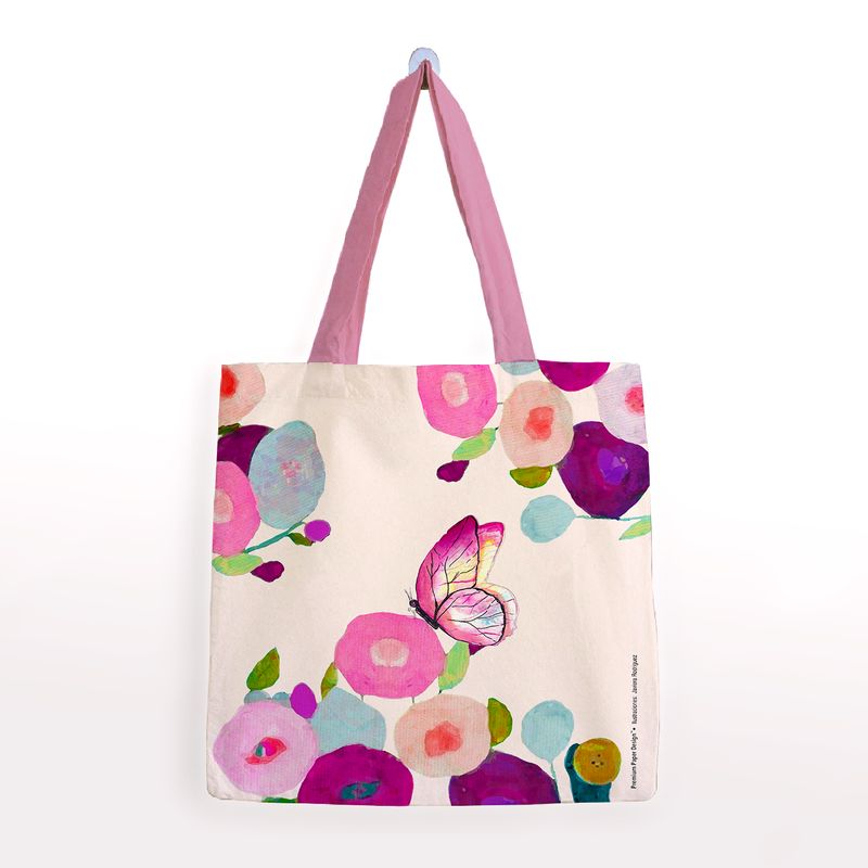 GENERICO - Bolsa Algodón Pequeña Butterfly  (Mariposa sobre la flor)