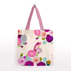 GENERICO - Bolsa Algodón Pequeña Butterfly  (Mariposa sobre la flor)