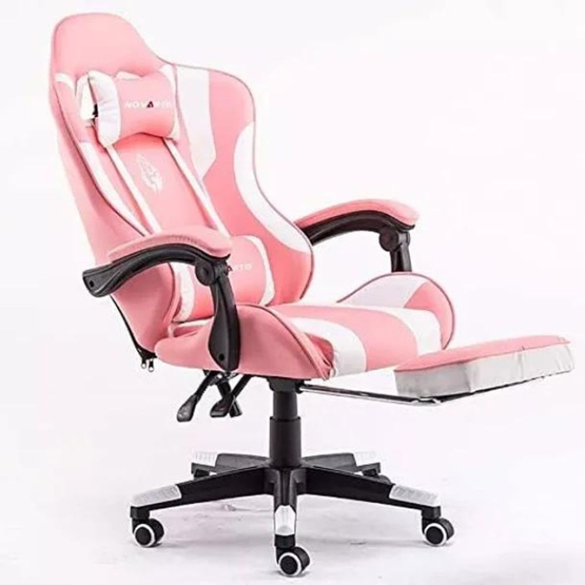 GENERICO - Silla Gamer Con Luz Rgb Reposapiés Y Masajeador Reclinable C ROSA