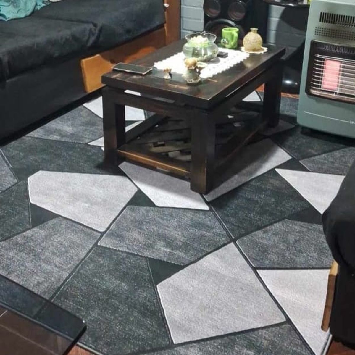 GENERICO - ALFOMBRA PARA LIVING ANTIDESLIZANTE CON DISEÑOS TRIDIMENCIONALES