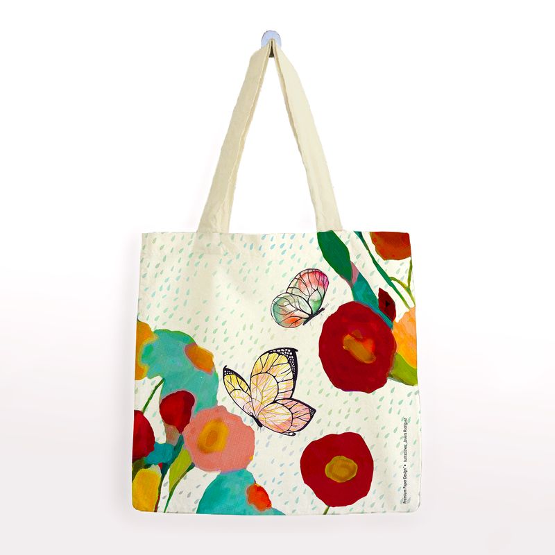 GENERICO - Bolsa Algodón Pequeña Butterfly 2 Mariposas sobre las flores