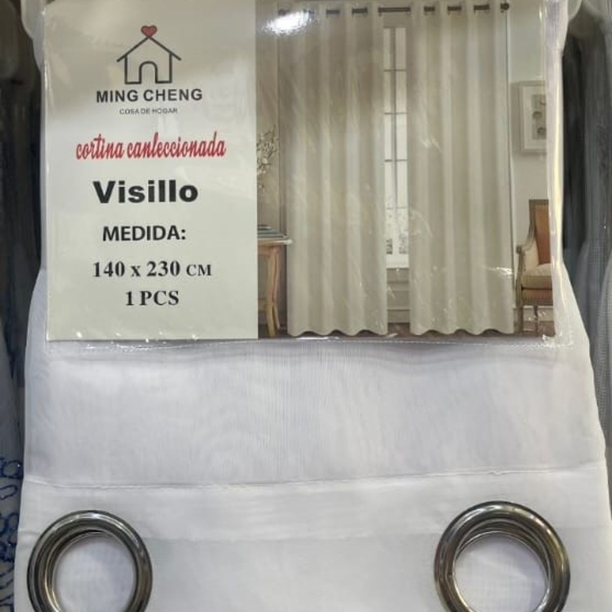 GENERICO - VISILLO BORDADO CON ARGOLLAS BLANCO 2 PAÑO 140X230 C/U MCHENG