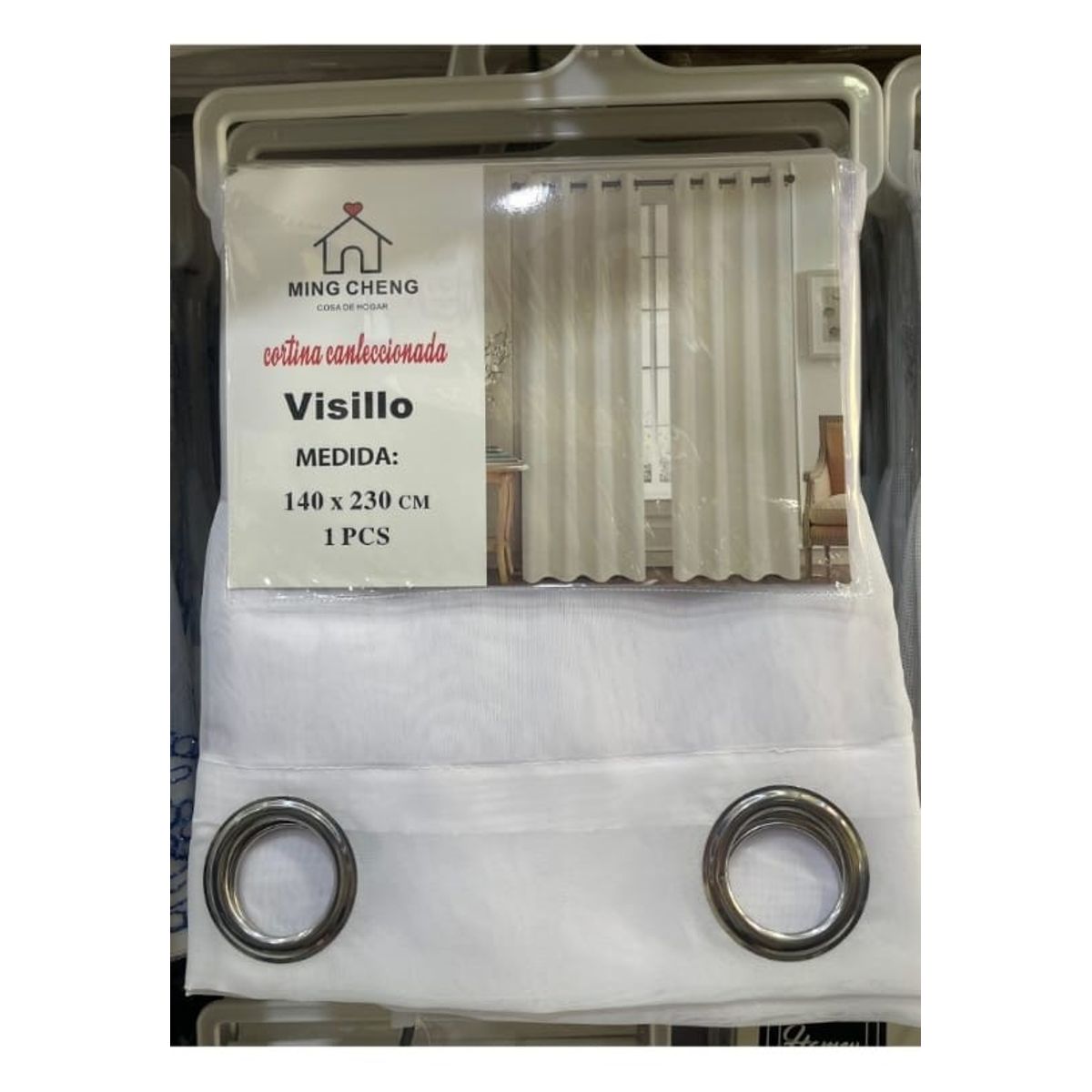 GENERICO - VISILLO BORDADO CON ARGOLLAS BLANCO 2 PAÑO 140X230 C/U MCHENG