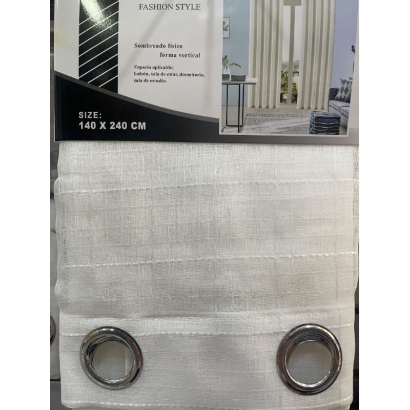 GENERICO - VISILLO BORDADO CON ARGOLLAS BLANCO CUADRO 2 PAÑO 140X230 C/U MCHENG