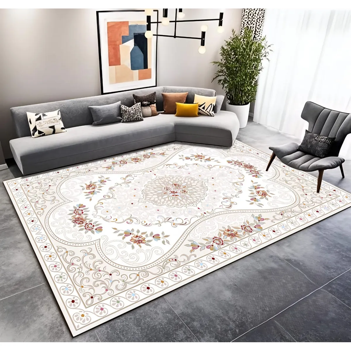 GENERICO - ALFOMBRA PARA LIVING ANTIDESLIZANTE CON DISEÑOS TRIDIMENCIONALES