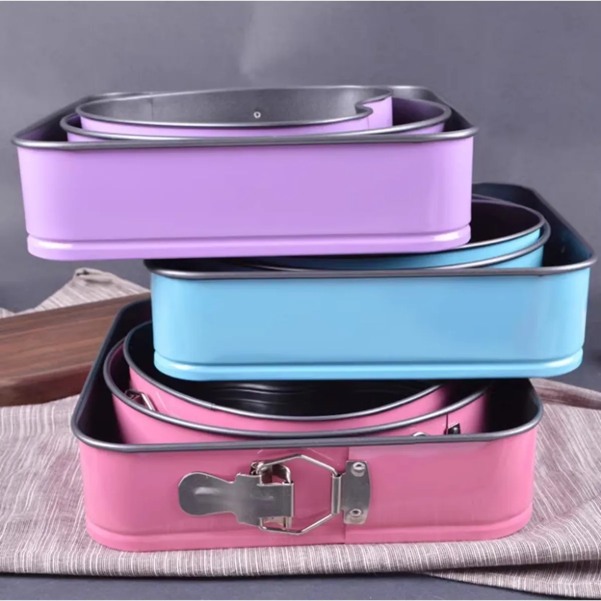 HOMESTAR - Set 3 Moldes Repostería Torta Antiadherente Rosa