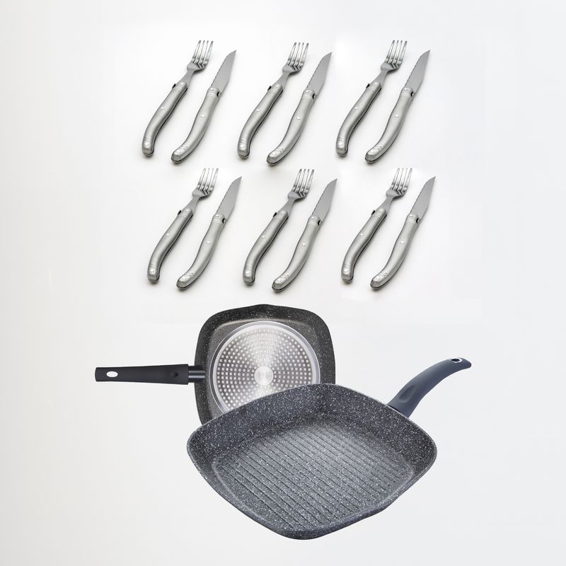 KITCHENWARE - PACK GRILL ORION +SET 12 CUBIERTOS ACERO