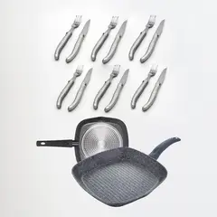 KITCHENWARE - PACK GRILL ORION +SET 12 CUBIERTOS ACERO