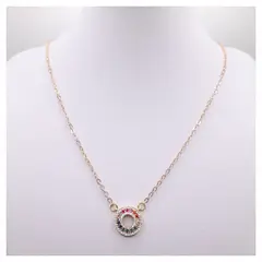 CAT JOYAS - Cadena enchapada en oro con colgante con circones de colores