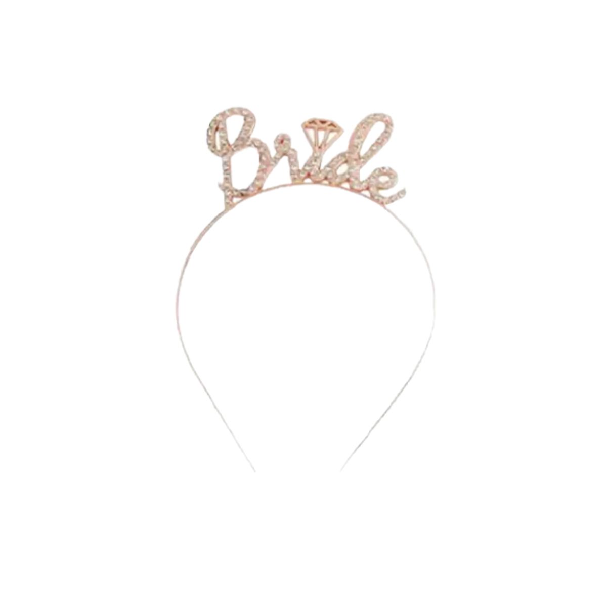 GENERICO - Cintillo novia bride rose gold brillos despedida de soltera