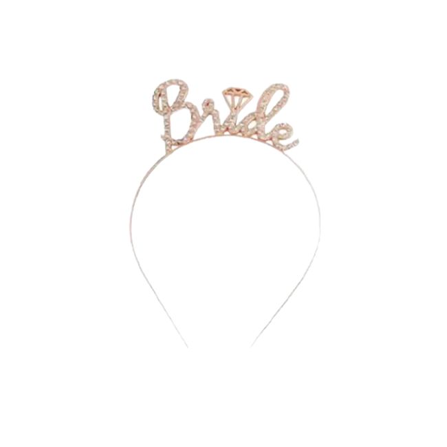 GENERICO - Cintillo novia bride rose gold brillos despedida de soltera