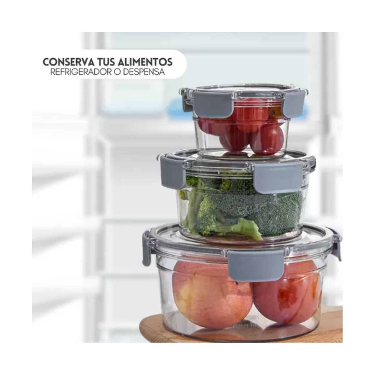GENERICO - Set 3 Contenedor Almacenamiento Alimentos Hermético Redondos
