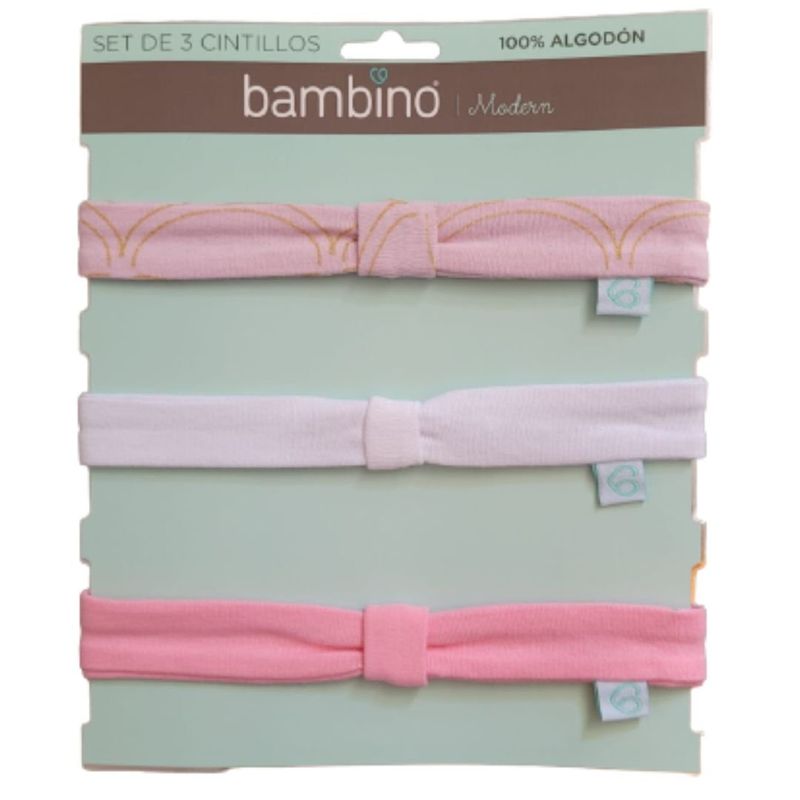 BAMBINO - Set 3 Cintillos Rosado para bebé niña