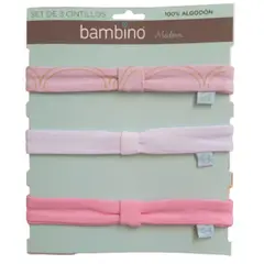 BAMBINO - Set 3 Cintillos Rosado para bebé niña