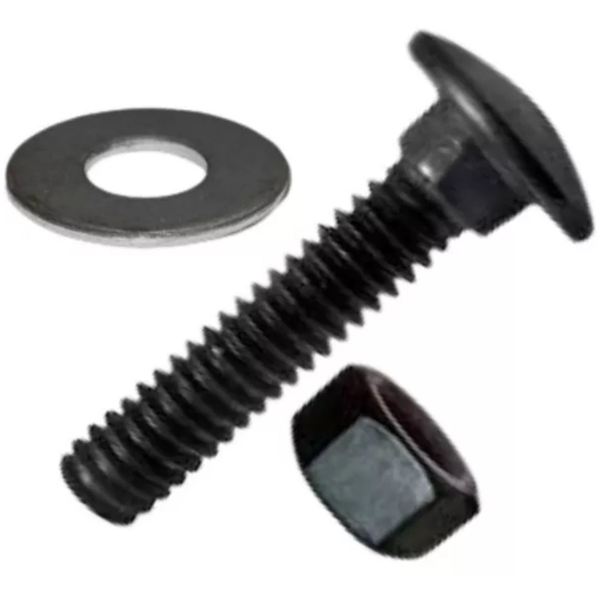 GENERICO - Perno Coche 1/4 X 1.1/2 Con Tuerca Y Golilla Negra 50 Unidades