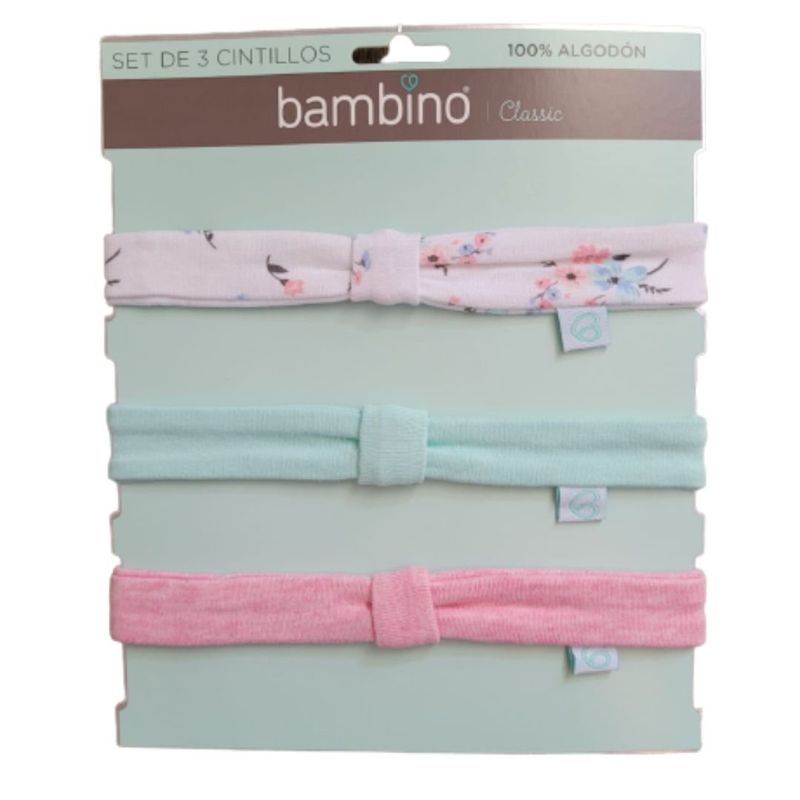 BAMBINO - Set 3 Cintillos Rosados para bebé niña