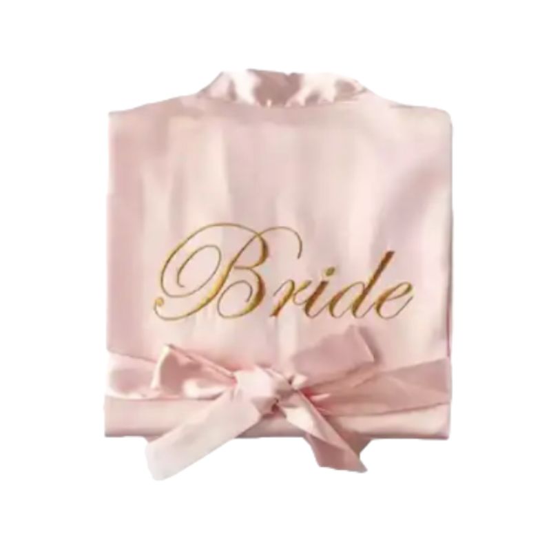 GENERICO - Bata satin novia bordada Bride Rosada - matrimonio