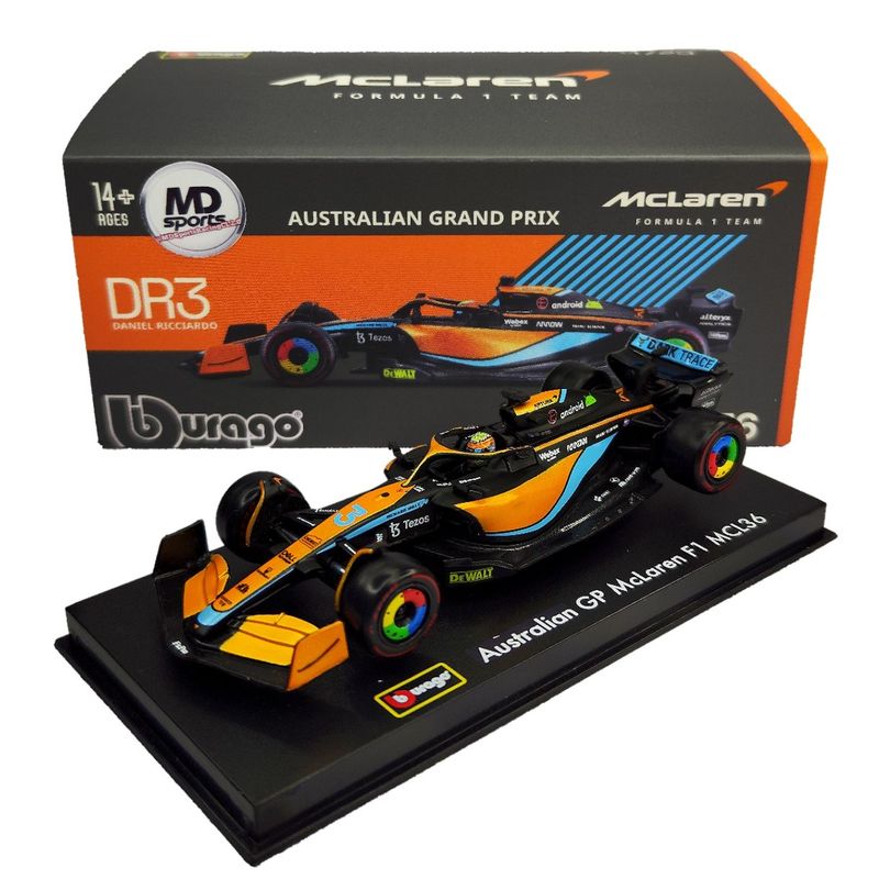 BBURAGO - Auto F1 Mclaren MCL36 2022 #3 Ricciardo Caja Acrilica 1:43