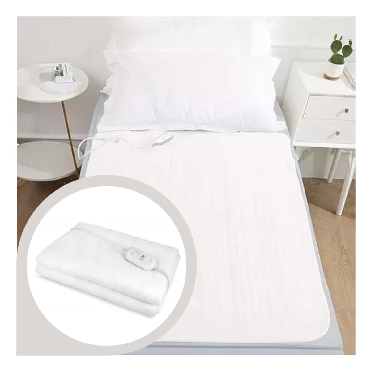 GENERICO - Calienta Camas Eléctrico 150 X 80 Cm Color Blanco 1 Plaza 220V