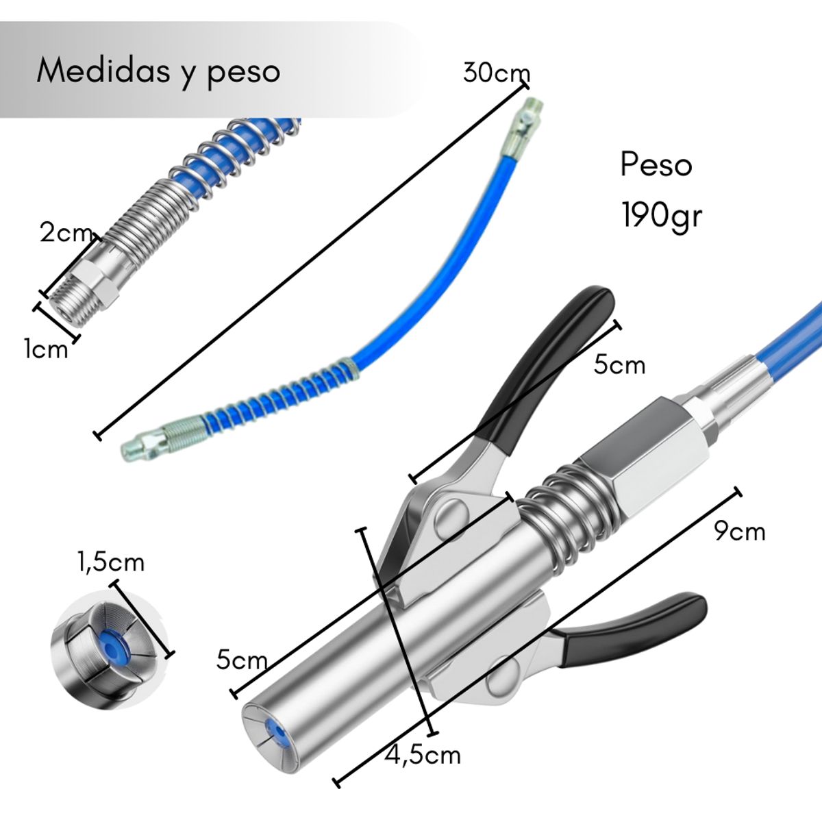 GENERICO - Boquilla Grasera Grasa Alta Presión Engrase Neumatica Acople