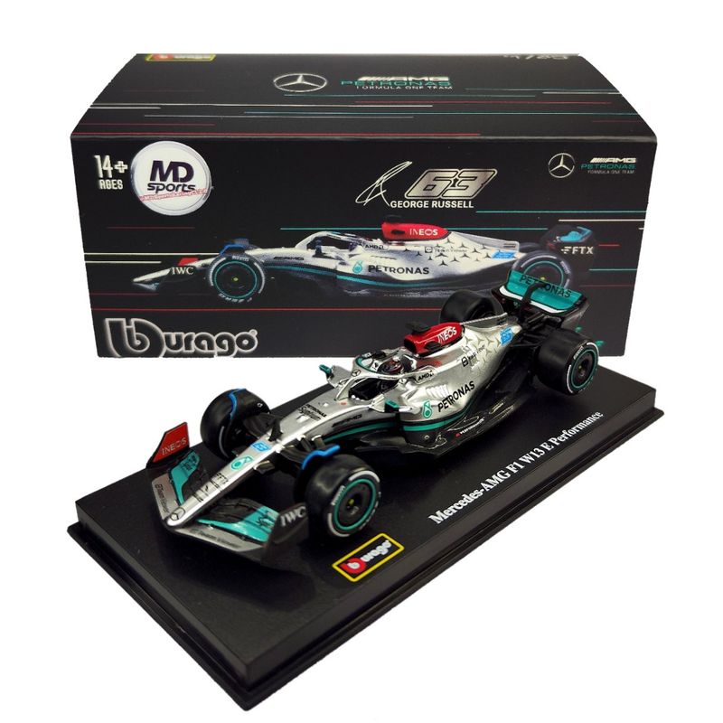 BBURAGO - Auto F1 Mercedes W13 2022 #63 Russell Caja Acrilica 1:43